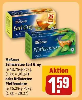 REWE Meßmer Schwarztee Earl Grey oder Kräutertee Pfefferminze Angebot