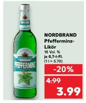 Kaufland NORDBRAND Pfefferminz-Likör Angebot