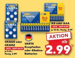 Kaufland VARTA Knopfzellen oder Alkaline-Batterien Angebot