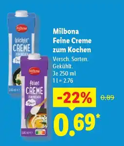 Lidl Milbona Feine Creme zum Kochen Angebot