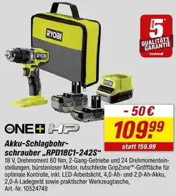 toom Baumarkt Ryobi akku-schlagbohrschrauber rpd18c1-242s Angebot