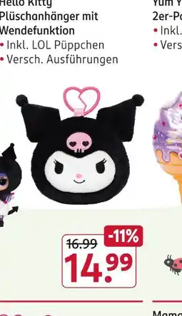 Rossmann Hello kitty plüschanhänger mit wendefunktion Angebot