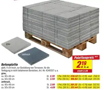 toom Baumarkt Betonplatte grau 40 x 40 cm Angebot
