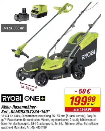 toom Baumarkt Ryobi akku-rasenmäher-set olm1833lt23a-140 Angebot