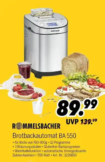 MEDIMAX Rommelsbacher Brotbackautomat BA 550 Angebot