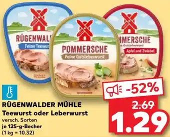 Kaufland RÜGENWALDER MÜHLE Teewurst oder Leberwurst Angebot