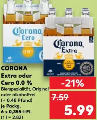Kaufland CORONA Extra oder Cero 0.0 % Angebot
