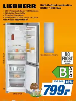 Expert LIEBHERR Kühl-Gefrierkombination KGNsf 1863 Bex Angebot