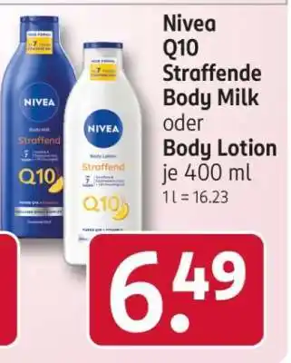 Rossmann Nivea Q10 Straffende Body Milk oder Body Lotion Angebot