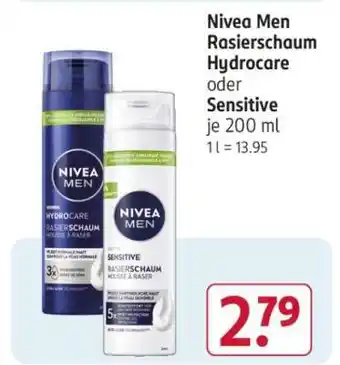 Rossmann Nivea Men Rasierschaum Hydrocare oder Sensitive Angebot