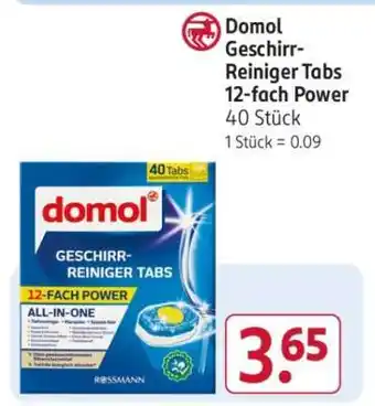 Rossmann domol Geschirr-Reiniger Tabs 12-fach Power Angebot