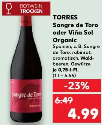 Kaufland TORRES Sangre de Toro oder Viña Sol Organic Angebot