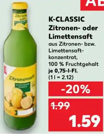 Kaufland K-CLASSIC Zitronen- oder Limettensaft Angebot