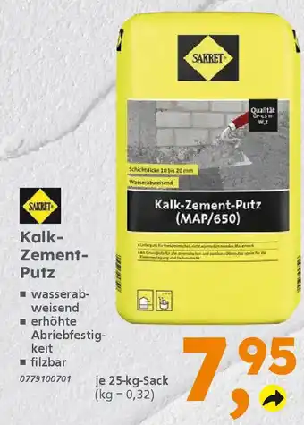Globus Baumarkt SAKRET Kalk- Zement- Putz Angebot