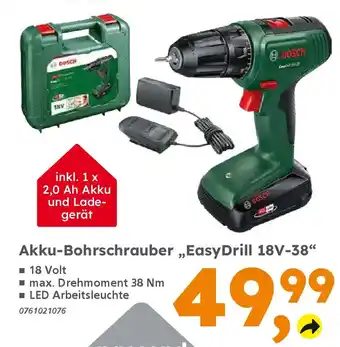 Globus Baumarkt BOSCH Akku-Bohrschrauber „EasyDrill 18V-38" Angebot