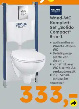 Globus Baumarkt GROHE Wand-WC Komplett- Set,,Solido Compact" 5-in-1 Angebot