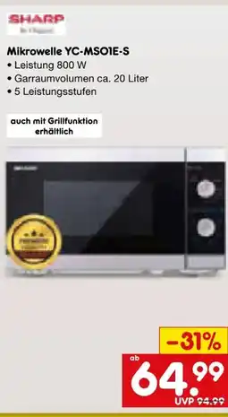 Netto Marken-Discount Sharp Mikrowelle YC-MS01ES Angebot