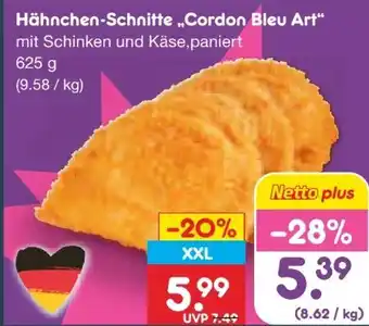 Netto Marken-Discount Hähnchen-Schnitte Cordon Bleu Art XXL Angebot