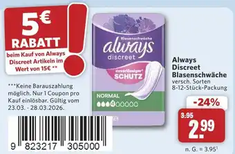 Combi Always discreet blasenschwäche Angebot