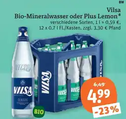 tegut Vilsa bio-mineralwasser oder plus lemon Angebot