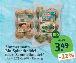 tegut Zimmermann bio-spinatknödel oder -semmelknödel Angebot