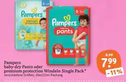 tegut Pampers baby-dry pants oder premium protection windeln single pack Angebot
