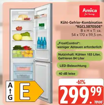 Marktkauf Amica kühl-gefrier-kombination kgcl387050e Angebot