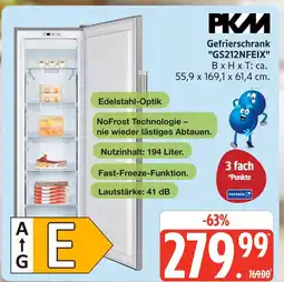 Marktkauf Pkm gefrierschrank gs212nfeix Angebot