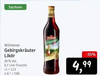 KONSUM Wilthener gebirgskräuter likör Angebot