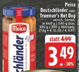 Edeka Meica Deutschlander oder Trueman's Hot Dog Angebot