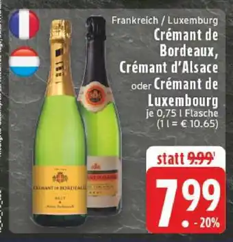 Edeka Crémant de Bordeaux, Crémant d'Alsace oder Crémant de Luxembourg Angebot