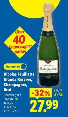 Lidl Nicolas Feuillatte Grande Réserve, Champagner, brut Angebot