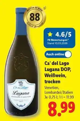 Lidl Ca’ del Lago Lugana DOP, Weißwein, trocken Angebot