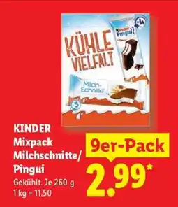 Lidl Kinder Mixpack Milchschnitte/Pingui Angebot