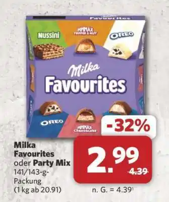 Combi MILKA Favourites oder Party-Mix Angebot