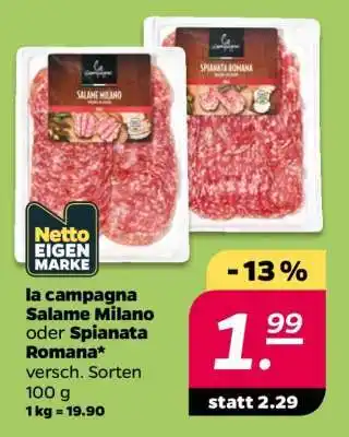 Netto la campagna Salame Milano oder Spianata Romana Angebot