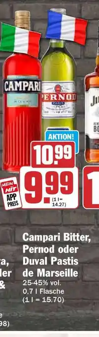 HIT Campari Bitter, Pernod oder Duval Pastis de Marseille Angebot