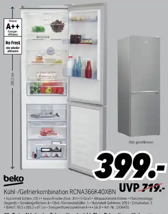 MEDIMAX Beko Kühl-/Gegrierkombination RCNA366K40XBN Angebot