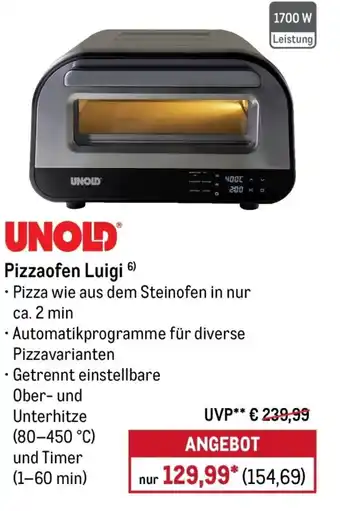 METRO UNOLD Pizzaofen Luigi Angebot