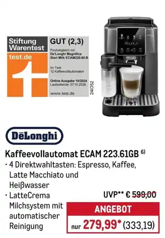 METRO DeLonghi Kaffeevollautomat ECAM 223.61GB Angebot