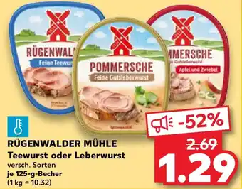 Kaufland RÜGENWALDER MÜHLE Teewurst oder Leberwurst Angebot