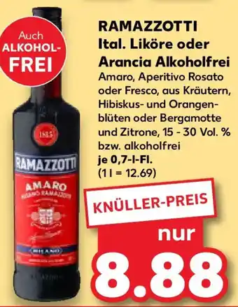 Kaufland RAMAZZOTTI Ital. Liköre oder Arancia Alkoholfrei Angebot