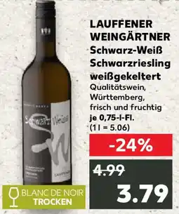 Kaufland LAUFFENER WEINGÄRTNER Schwarz-Weiß Schwarzriesling Angebot