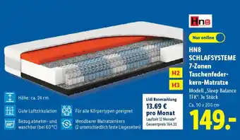 Lidl HN8 SCHLAFSYSTEME 7-Zonen Taschenfederkern-Matratze Angebot