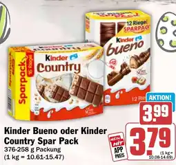 HIT Kinder Bueno oder Kinder Country Spar Pack Angebot