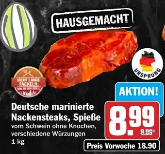 HIT Deutsche marinierte Nackensteaks, Spieße Angebot