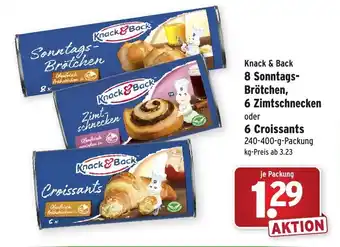 Wasgau Knack & Back 8 Sonntags Brötchen, 6 Zimtschnecken oder 6 Croissants 240-400g Angebot