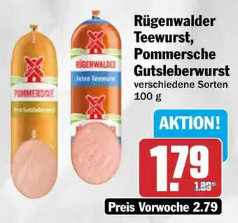 HIT Rügenwalder Teewurst, Pommersche Gutsleberwurst Angebot