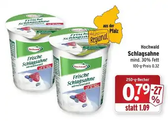 Wasgau Hochwald Schlagsahne 250g Becher Angebot