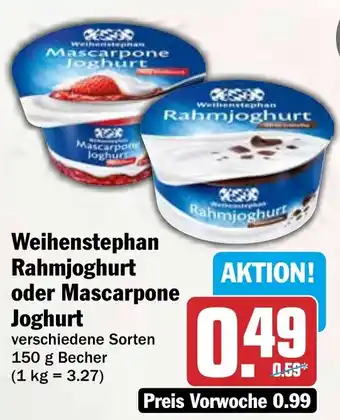HIT Weihenstephan Rahmjoghurt oder Mascarpone Joghurt Angebot